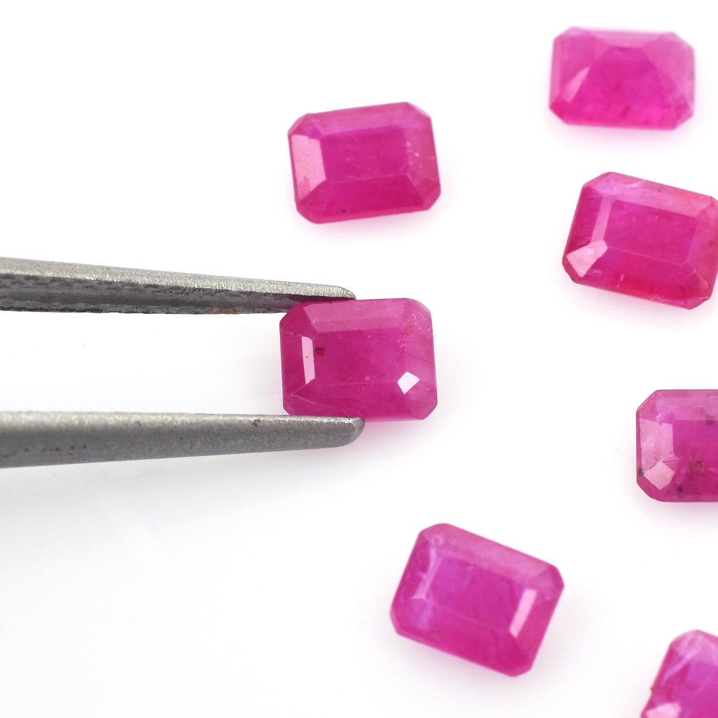 Excellent Cut 100% Natural Mozambique Ruby Heat 5x4mm Octagon Cut 0.54 Carat Reddish Pink Color Loose Gemstone for Making Jewellery