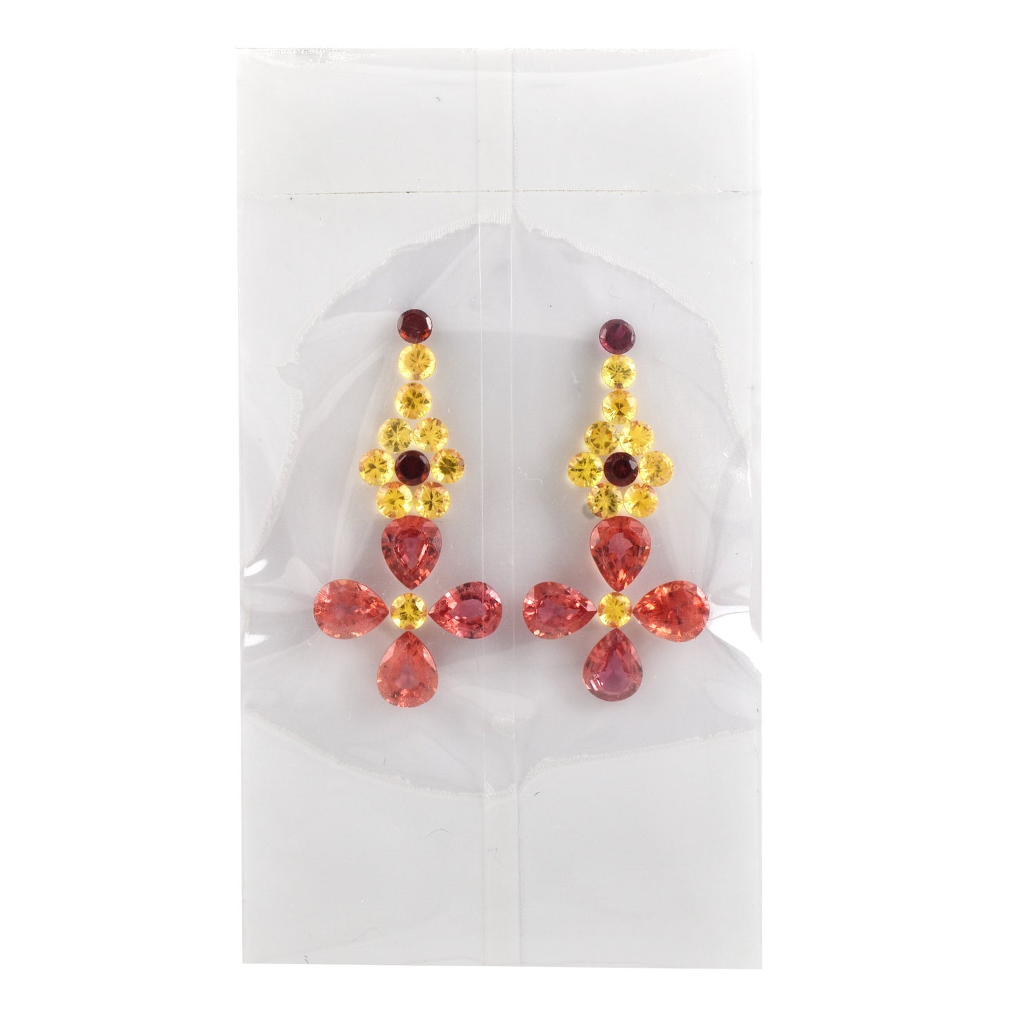 100% Natural Padparadscha Yellow Sapphire Gemstone Round Pear Shapes Necklace Earrings Bracelet Locket Brooch Ring Jewellery Set for Women