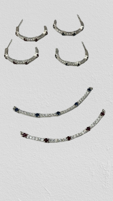 Natural Blue Sapphire 3x4 Pendant Set with Earrings 925 Sterling Silver, Sapphire Jewelry, September Birthstone, Wedding Jewelry Set