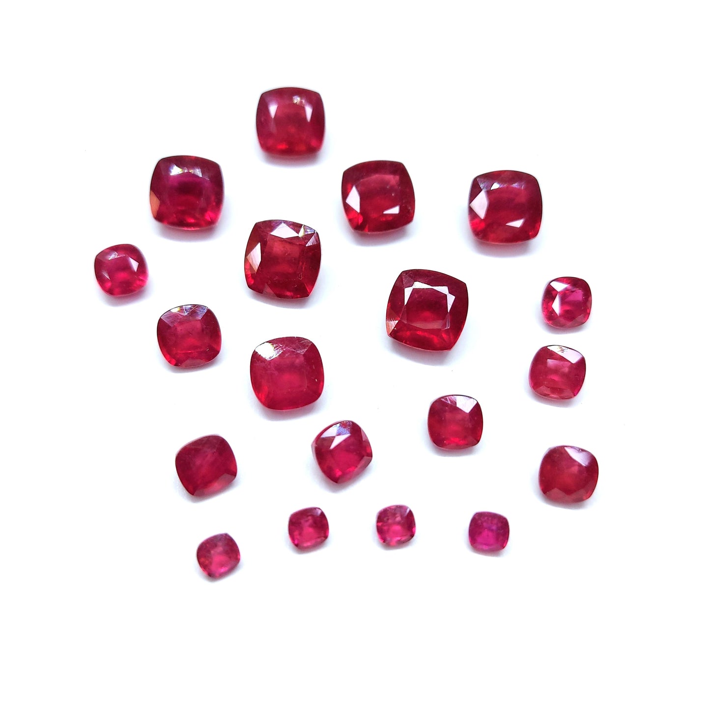 Ruby Heat-Treated Calibration Sizes 6-10mm Cushion Cut Red Color Loupe Clean Loose Gemstones for Jewelry Making at Lowest Price