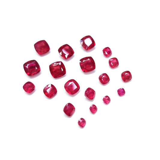 Ruby Heat-Treated Calibration Sizes 6-10mm Cushion Cut Red Color Loupe Clean Loose Gemstones for Jewelry Making at Lowest Price