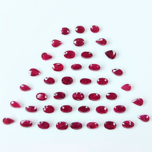 100% Natural African Ruby Heated Oval and Pear Cut Calibrated 5x4-6x4mm Reddish Pink Color Gemstones for Jewelry Making