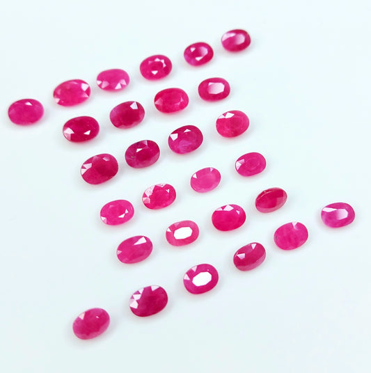 Natural Ruby Johnson Heated 6x4-7x5 mm Oval Cut Reddish Pink Color July Birthstone Loose Gemstones for Making Jewellery