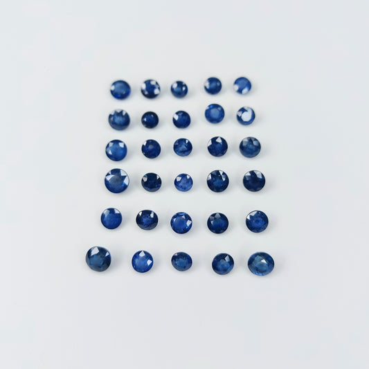 Natural Blue Sapphire Nor Cut Loose Gemstone Round Shape Faceted 4mm Gemstones for Jewelry Making, September Birthstone