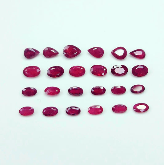Fine Quality African Ruby Heated Oval and Pear Shape 3x5-6x4 mm Sizes Loose Gemstones for Bracelet Necklace at Best Price