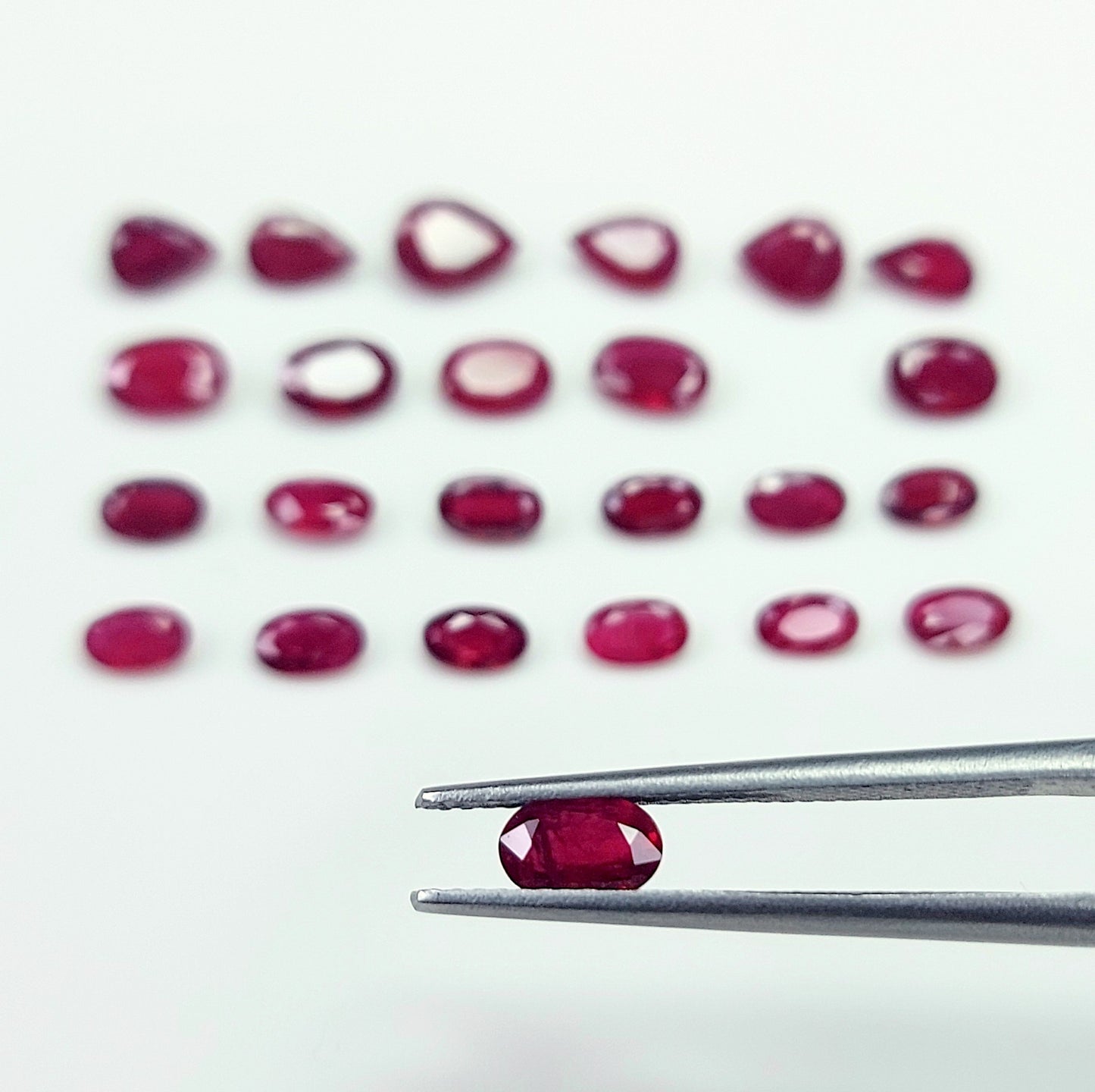 Fine Quality African Ruby Heated Oval and Pear Shape 3x5-6x4 mm Sizes Loose Gemstones for Bracelet Necklace at Best Price