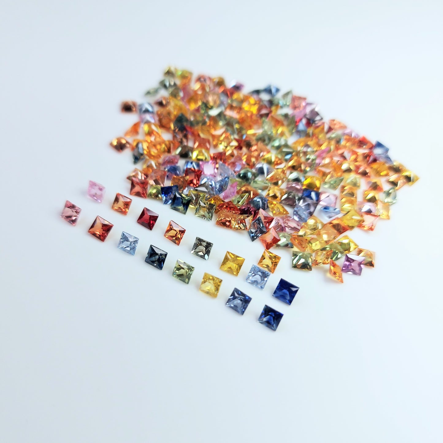 Premium Quality 3.5mm Natural Multi Sapphire Princess Cut Square Shape Faceted loose Gemstone for Jewelry Making
