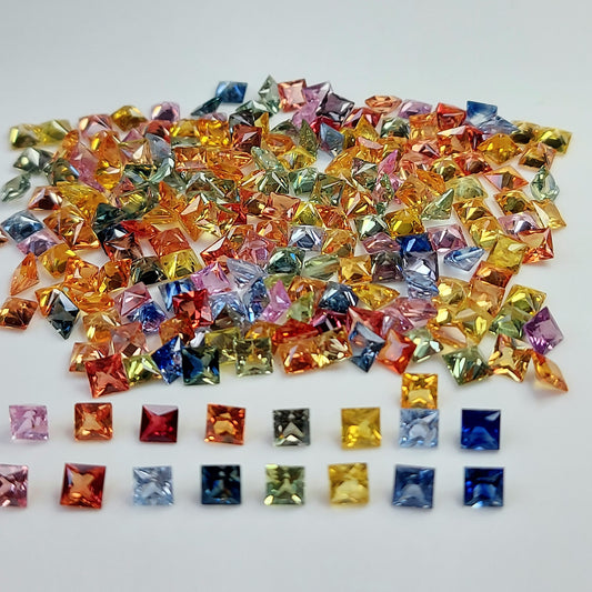 Premium Quality 3.5mm Natural Multi Sapphire Princess Cut Square Shape Faceted loose Gemstone for Jewelry Making