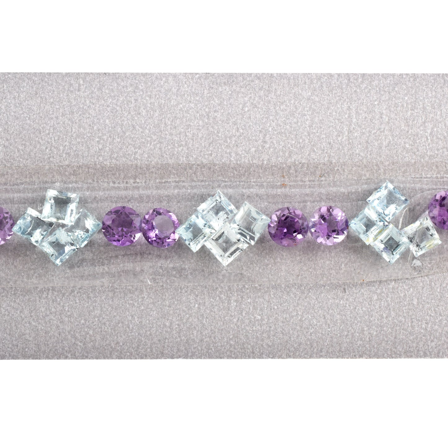 Natural Aquamarine and Amethyst Fine Quality Gemstones Size 5.5mm, 5.0mm in Round Square Shape 12.14cts for Bracelet Making of Silver & Gold
