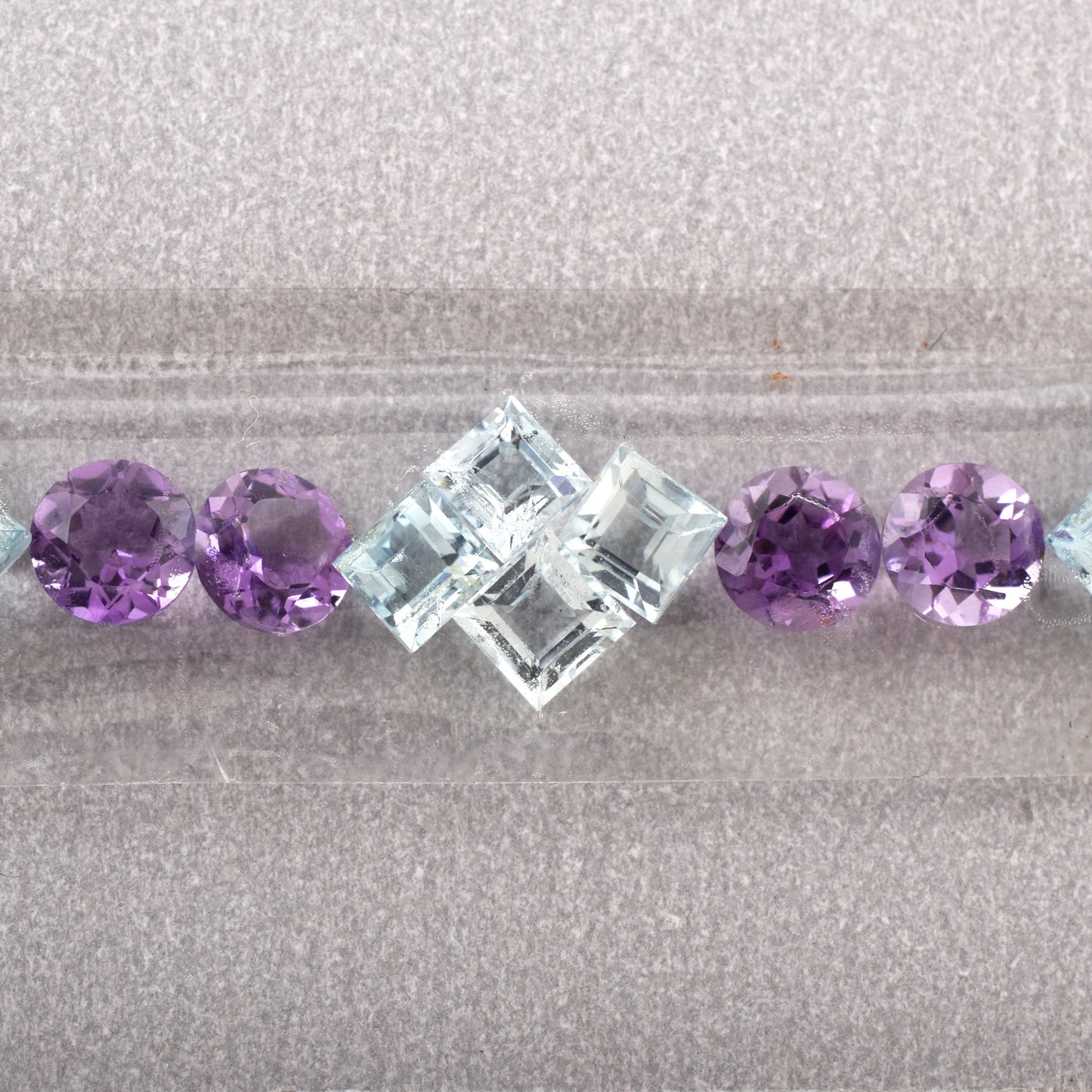 Natural Aquamarine and Amethyst Fine Quality Gemstones Size 5.5mm, 5.0mm in Round Square Shape 12.14cts for Bracelet Making of Silver & Gold