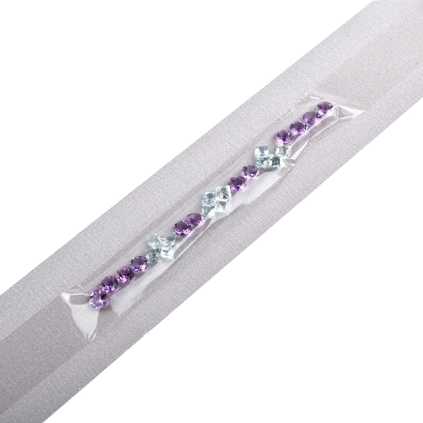 Natural Aquamarine and Amethyst Fine Quality Gemstones Size 5.5mm, 5.0mm in Round Square Shape 12.14cts for Bracelet Making of Silver & Gold
