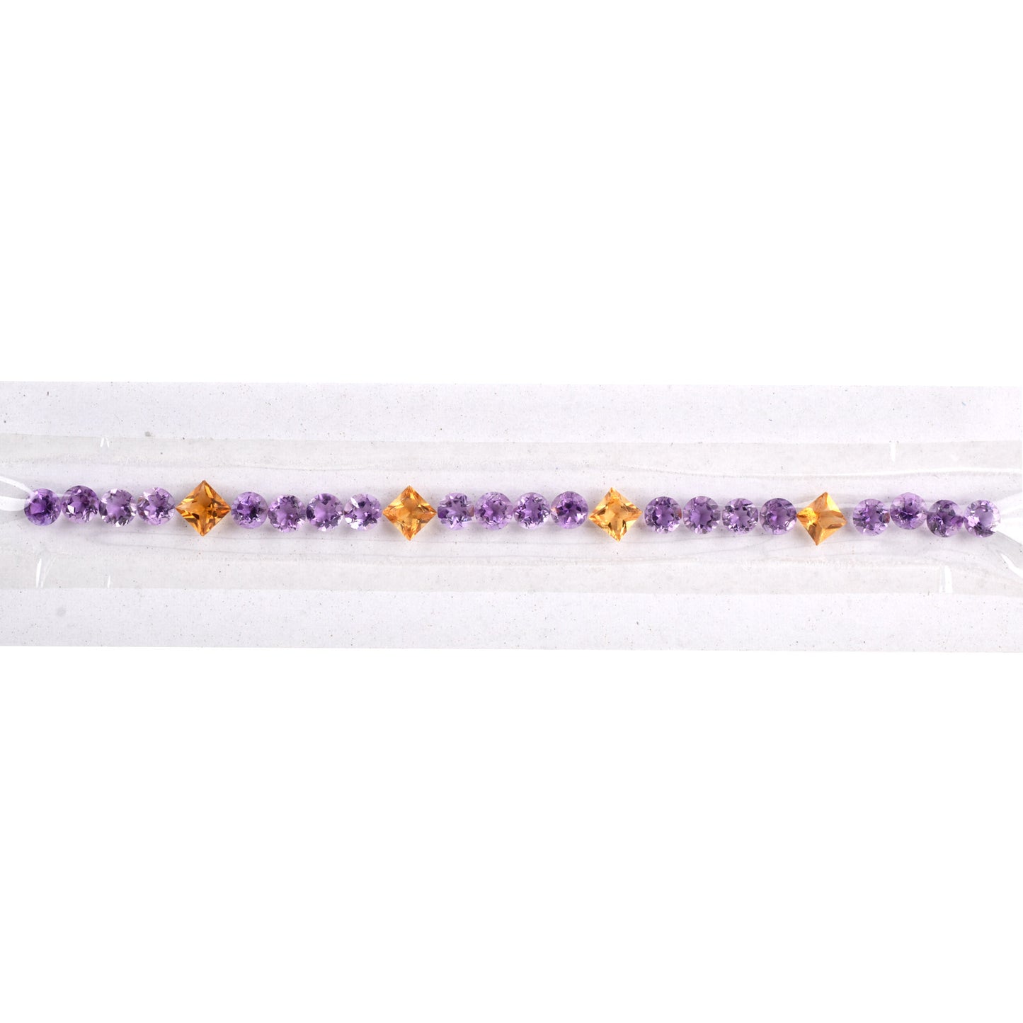 Fine Quality Amethyst and Citrine Gemstones Sizes 5.5mm, 6mm in Round, Square Shape 15.48cts for Making Tennis Bracelet of Silver & Gold