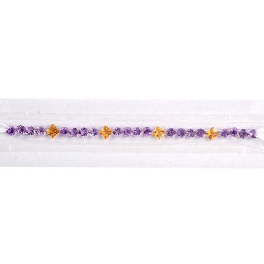 Fine Quality Amethyst and Citrine Gemstones Sizes 5.5mm, 6mm in Round, Square Shape 15.48cts for Making Tennis Bracelet of Silver & Gold