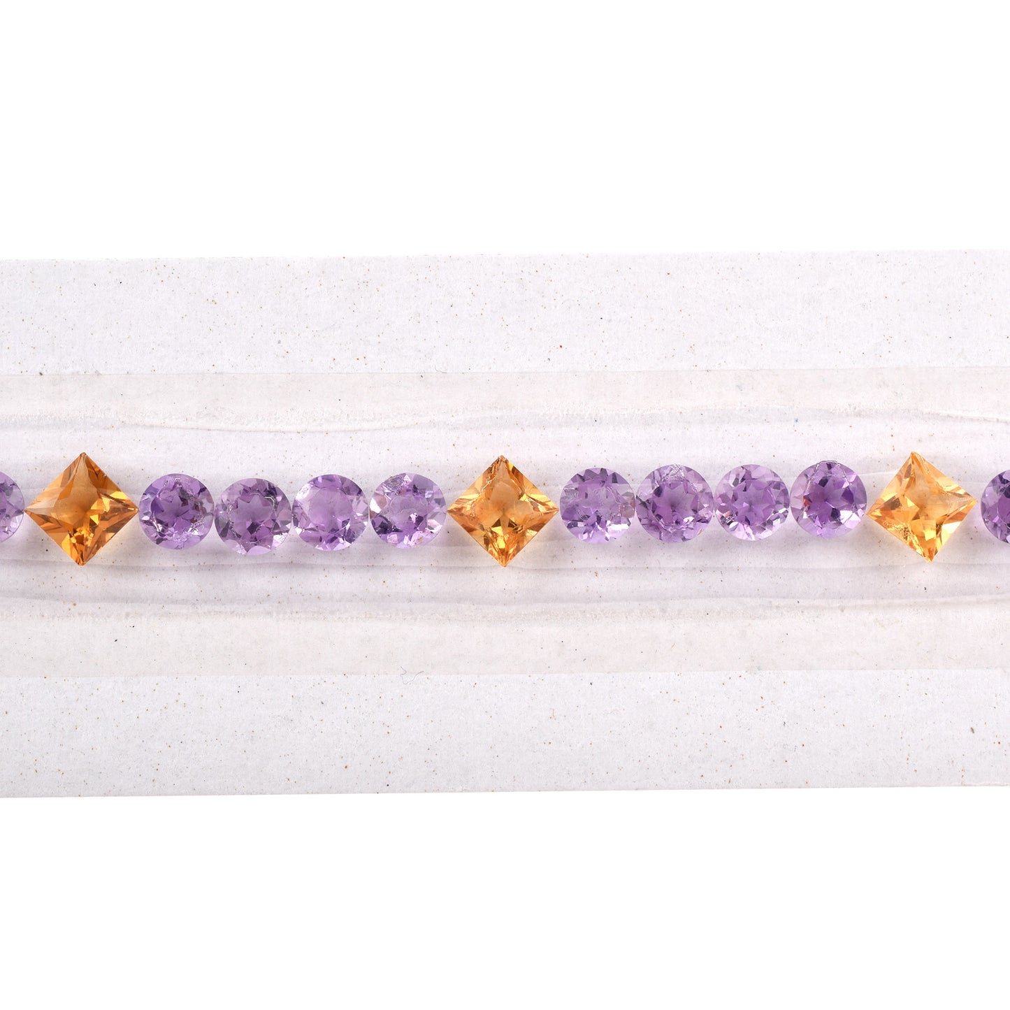 Fine Quality Amethyst and Citrine Gemstones Sizes 5.5mm, 6mm in Round, Square Shape 15.48cts for Making Tennis Bracelet of Silver & Gold