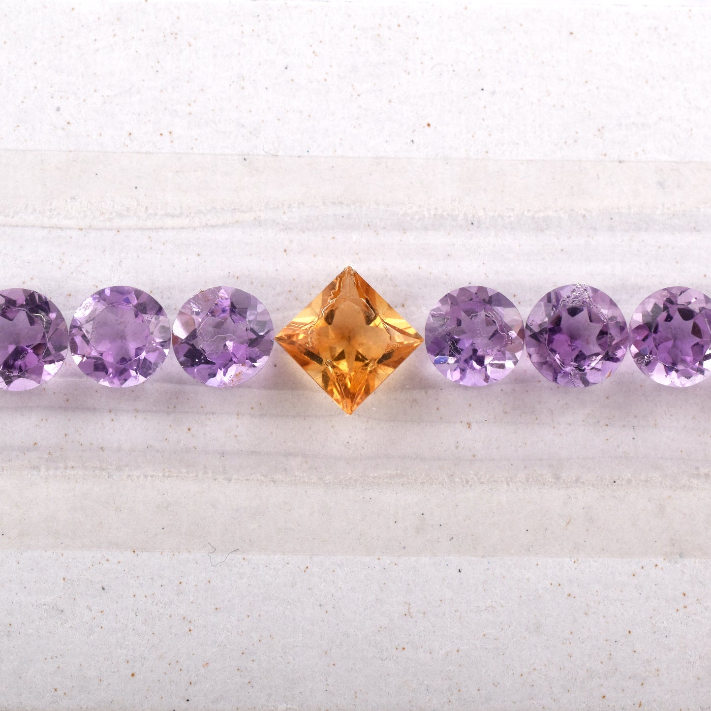Fine Quality Amethyst and Citrine Gemstones Sizes 5.5mm, 6mm in Round, Square Shape 15.48cts for Making Tennis Bracelet of Silver & Gold