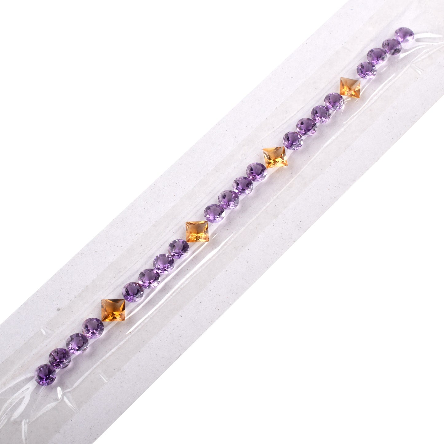 Fine Quality Amethyst and Citrine Gemstones Sizes 5.5mm, 6mm in Round, Square Shape 15.48cts for Making Tennis Bracelet of Silver & Gold