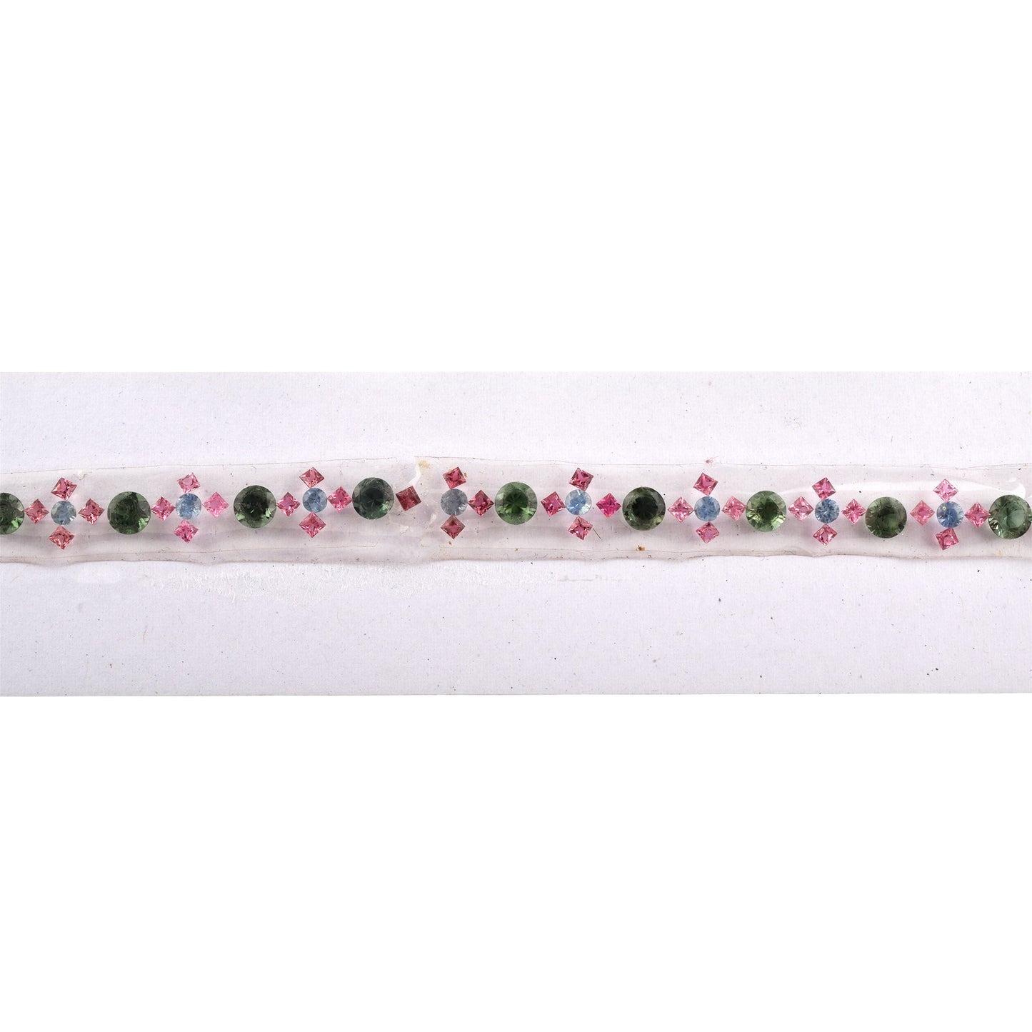 Fine Quality Natural Blue Sapphire Pink, Green Tourmaline Gemstones Mixed Sizes in Round, Square Shape for Bracelet Making of Silver & Gold