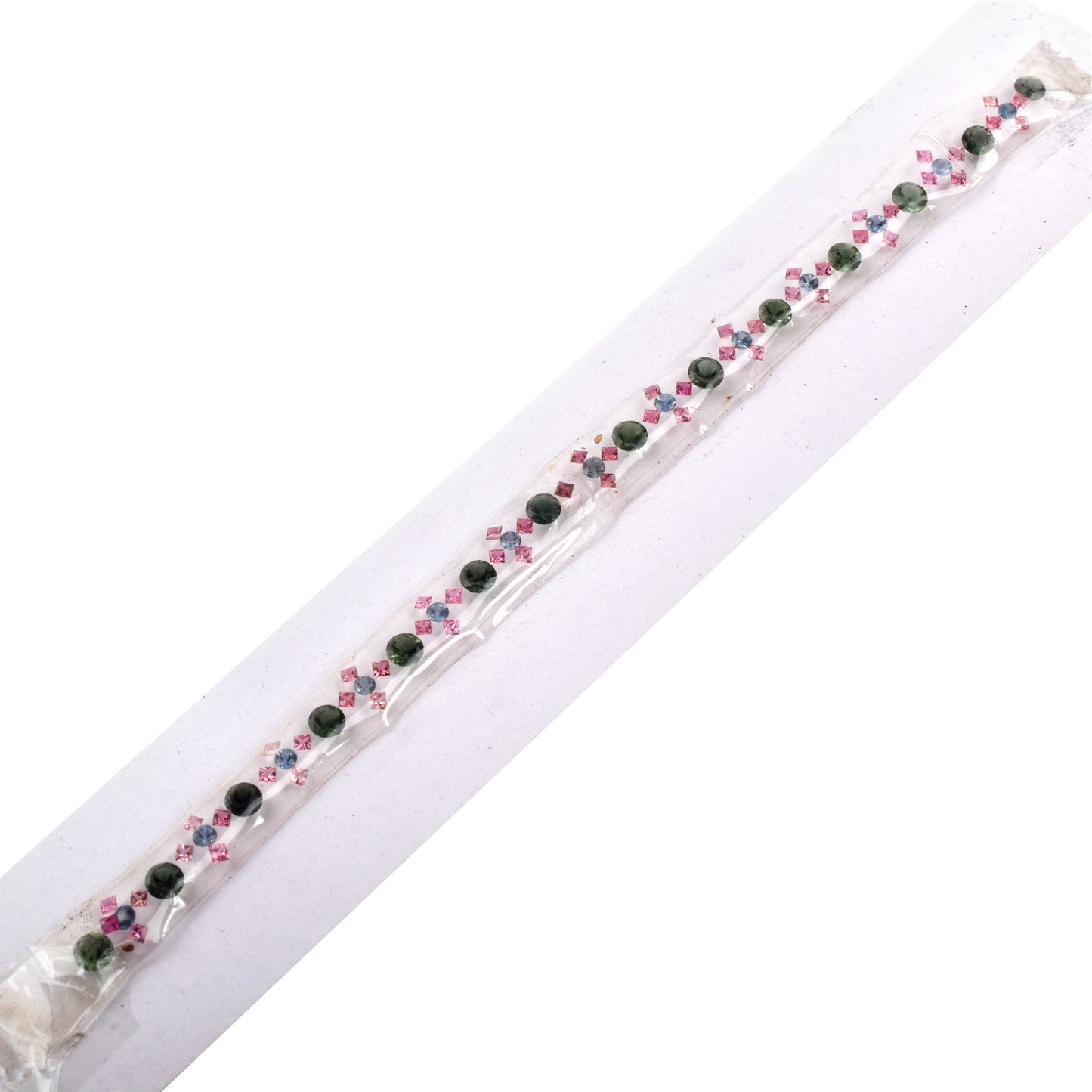 Fine Quality Natural Blue Sapphire Pink, Green Tourmaline Gemstones Mixed Sizes in Round, Square Shape for Bracelet Making of Silver & Gold
