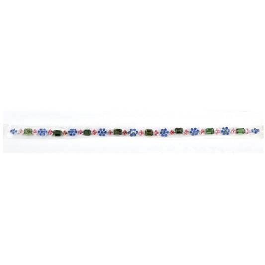 Natural Blue Sapphire Pink, Green Tourmaline Gemstones Size 7x5 mm, 3mm, 2.4mm in Round, Square Shape for Bracelet Making of Silver & Gold