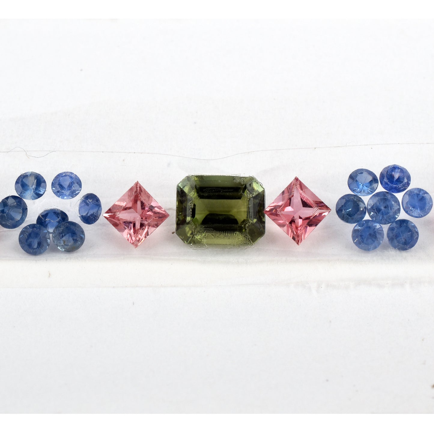 Natural Blue Sapphire Pink, Green Tourmaline Gemstones Size 7x5 mm, 3mm, 2.4mm in Round, Square Shape for Bracelet Making of Silver & Gold