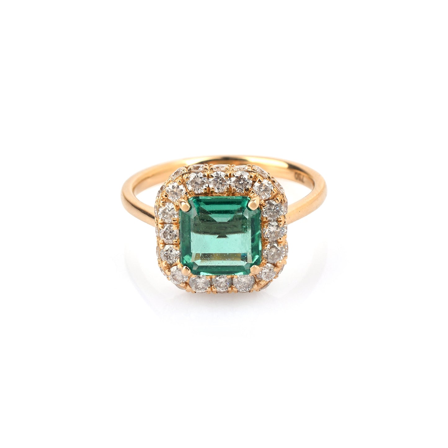 Fine Quality 100% Natural Diamond & Emerald Gemstone 18K Yellow Gold Square Shape 3.894cts. May Birthstone Women's Ring at the Lowest Price