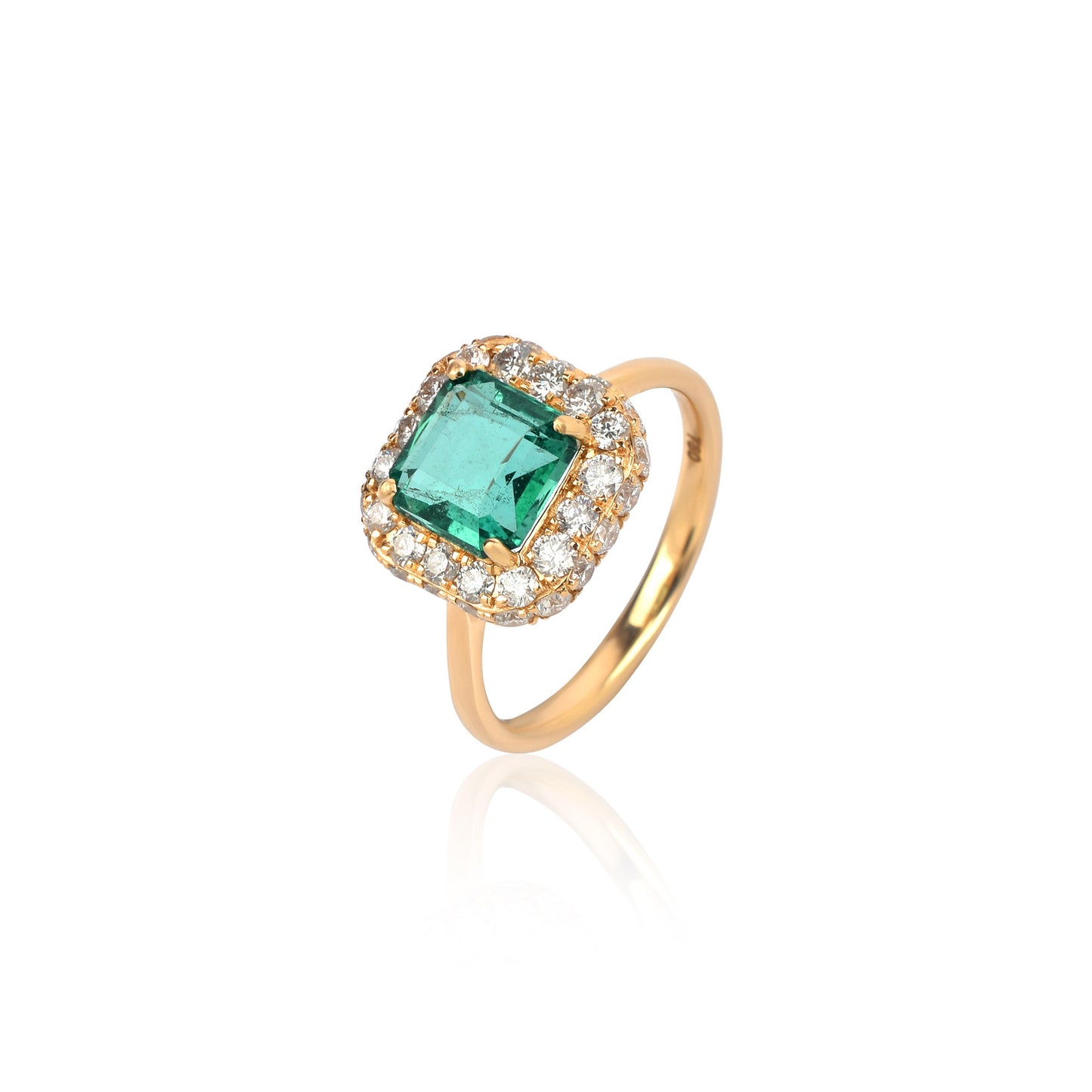 Fine Quality 100% Natural Diamond & Emerald Gemstone 18K Yellow Gold Square Shape 3.894cts. May Birthstone Women's Ring at the Lowest Price