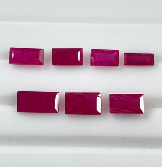 100% Natural Mozambique Ruby Heated Mix Size Baguette Cut Reddish Pink Color Loose Gemstones for Jewelry Making