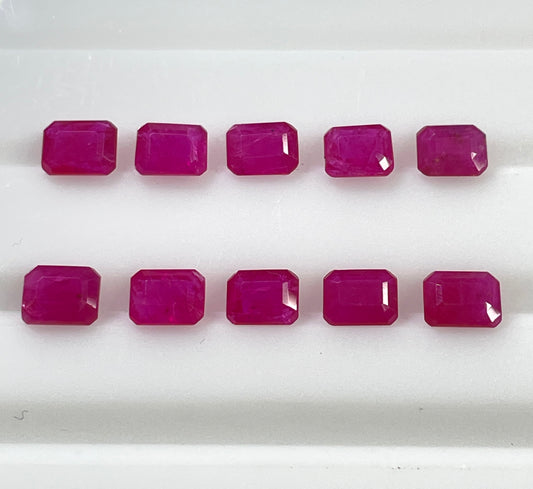 High-Quality Natural Mozambique Ruby Reddish Pink 5x4mm Octagon Cut Heated Calibration Size Loose Gemstones for Making Jewellery