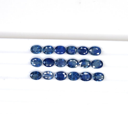 Natural Fine Quality Blue Sapphire Heated Oval Shape Faceted Loose Gemstones 6x8 mm Size for Jewellery Making Stone