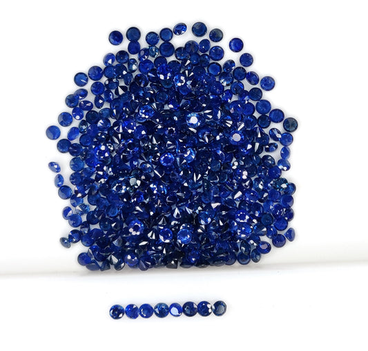 Natural Diamond Cut Blue Sapphire Heat Round Shape 2.5mm Calibrated Loose Gemstones for Jewelry Making