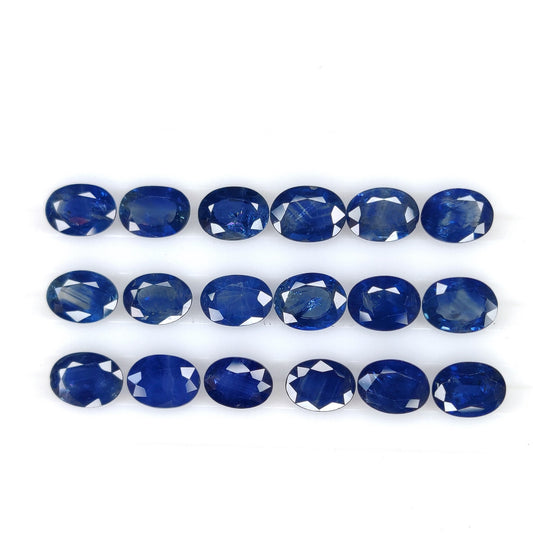 Natural Blue Sapphire Oval Shape 6x8mm Size Faceted Cut Loose Certified Gemstone Heat Treatment Lot Ready for Jewelry Setting