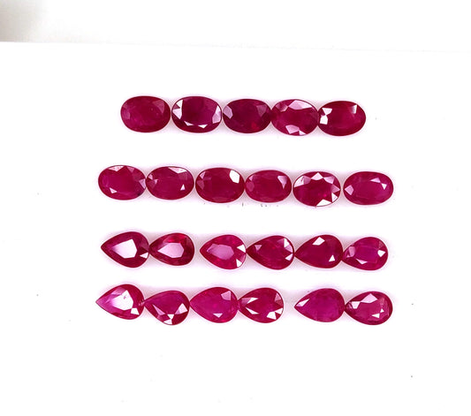 100% Natural Mozambique Ruby Heated Oval and Pear Cut 5x7 mm Reddish Pink Color Fine Cut Loose Gemstones for Bracelet Making