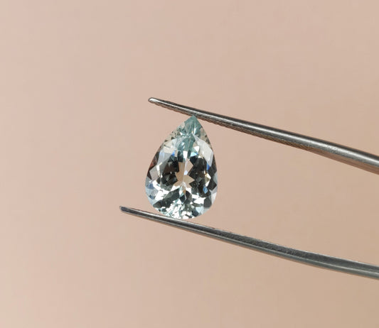 Natural Aquamarine Loupe Clean 9x13mm Faceted Pear Shape Fine Quality Aqua Blue Gemstone, 3.20cts. March Birthstone for Making Jewelry