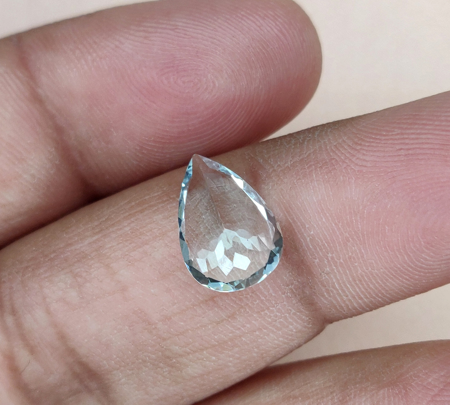Natural Aquamarine Loupe Clean 9x13mm Faceted Pear Shape Fine Quality Aqua Blue Gemstone, 3.20cts. March Birthstone for Making Jewelry