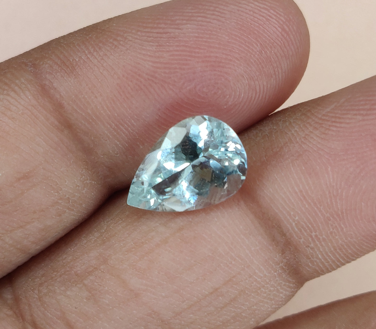 Natural Aquamarine Loupe Clean 9x13mm Faceted Pear Shape Fine Quality Aqua Blue Gemstone, 3.20cts. March Birthstone for Making Jewelry