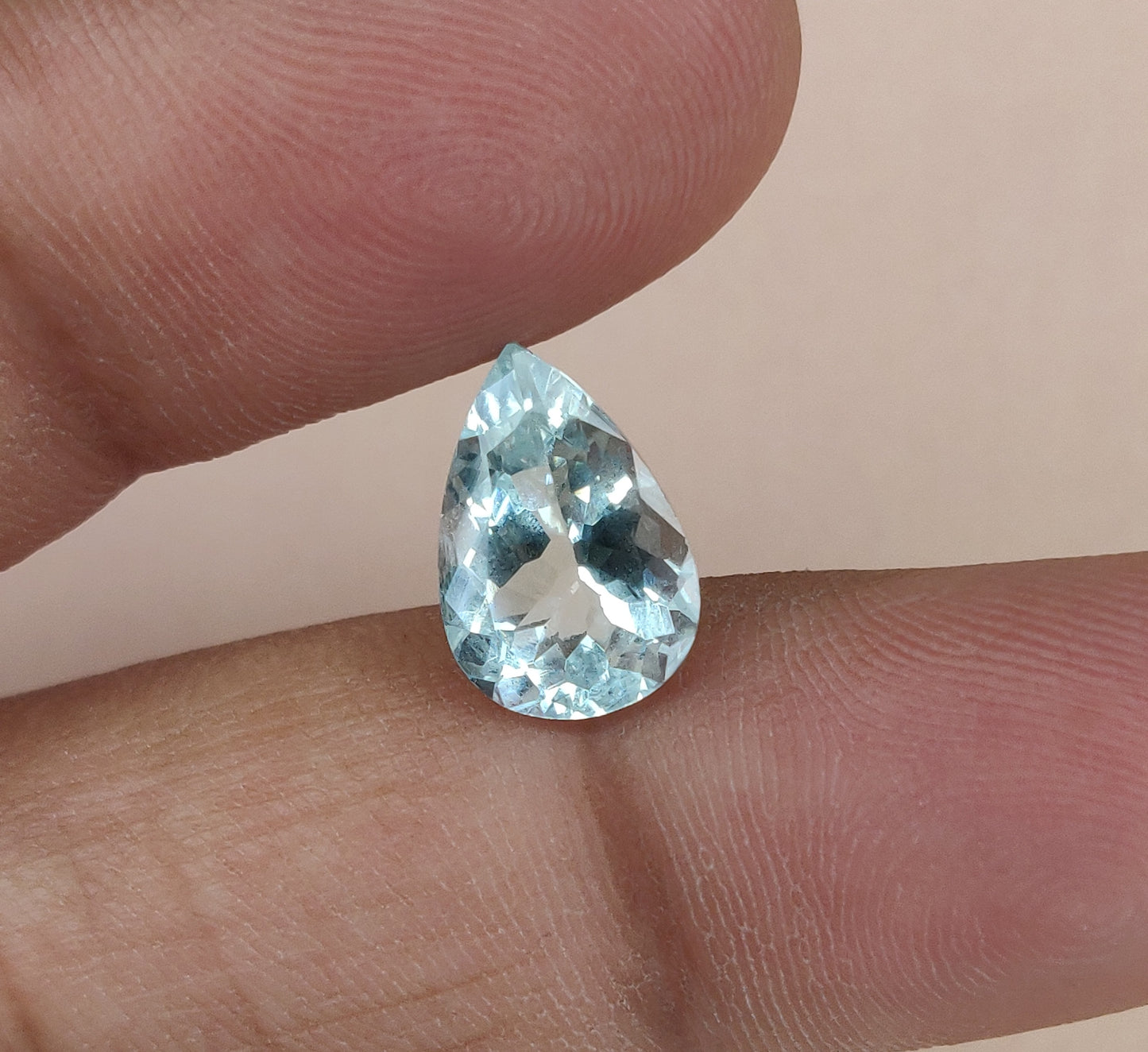 Natural Aquamarine Loupe Clean 9x13mm Faceted Pear Shape Fine Quality Aqua Blue Gemstone, 3.20cts. March Birthstone for Making Jewelry