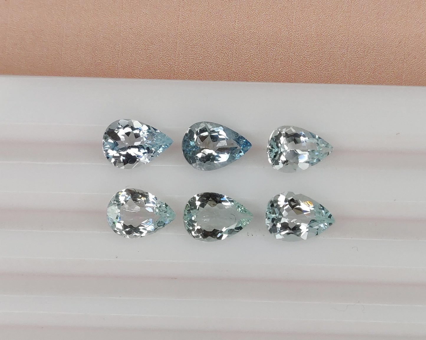 Excellent Cut Natural Aquamarine Loose Gemstone 7x9 mm Pear Shape Weight 9.10 Carat 6 Pcs Lot March Birthstone for Jewelry Making