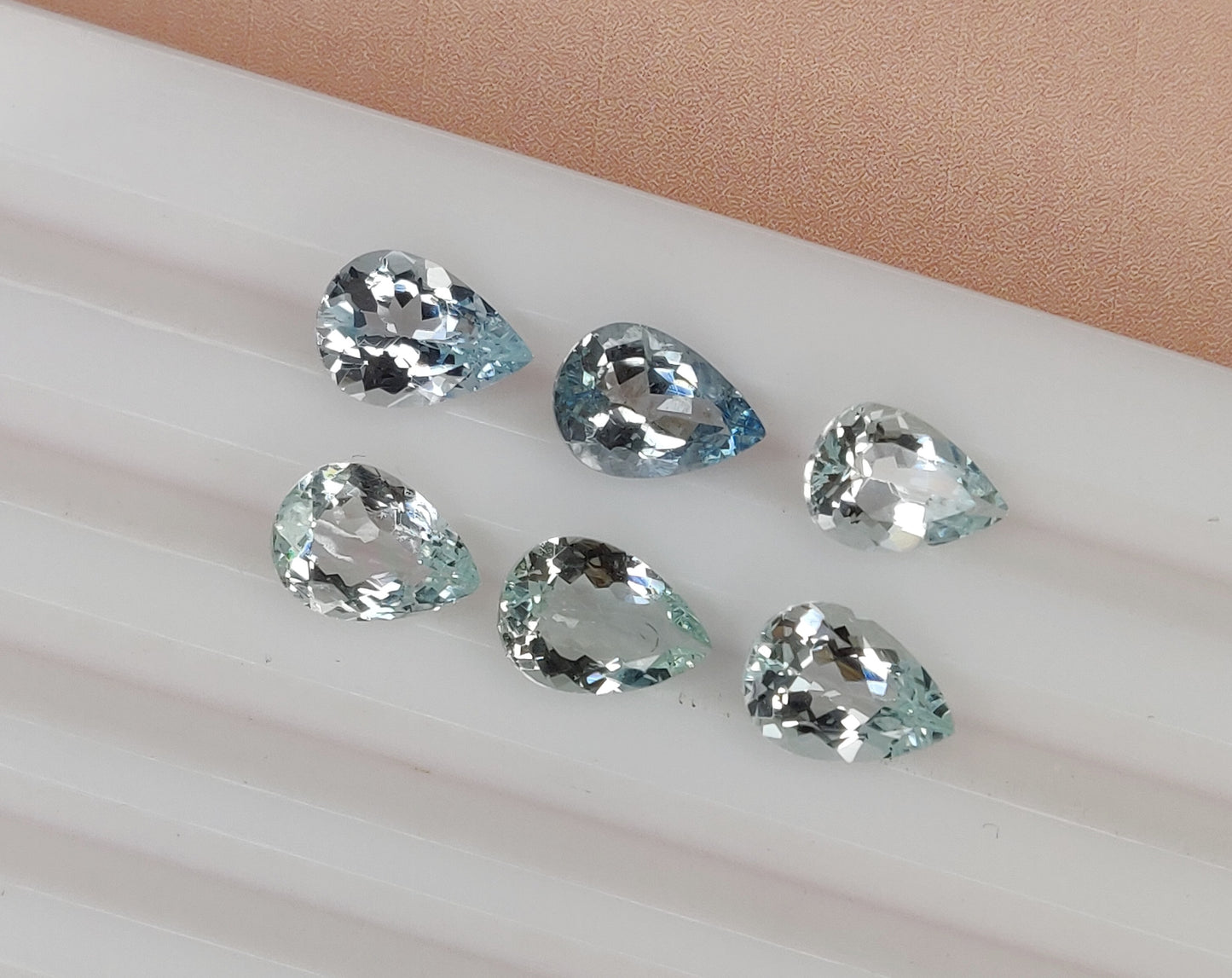 Excellent Cut Natural Aquamarine Loose Gemstone 7x9 mm Pear Shape Weight 9.10 Carat 6 Pcs Lot March Birthstone for Jewelry Making