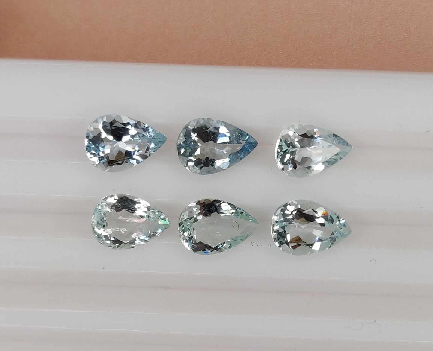 Excellent Cut Natural Aquamarine Loose Gemstone 7x9 mm Pear Shape Weight 9.10 Carat 6 Pcs Lot March Birthstone for Jewelry Making