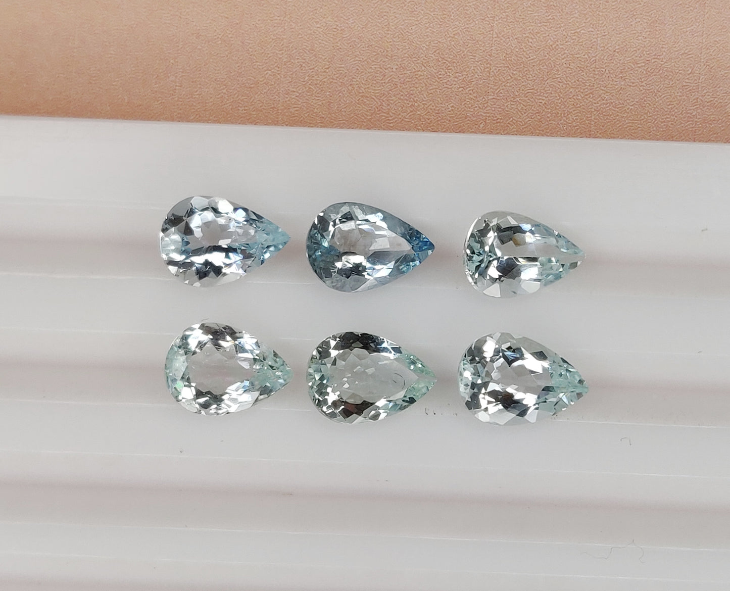 Excellent Cut Natural Aquamarine Loose Gemstone 7x9 mm Pear Shape Weight 9.10 Carat 6 Pcs Lot March Birthstone for Jewelry Making