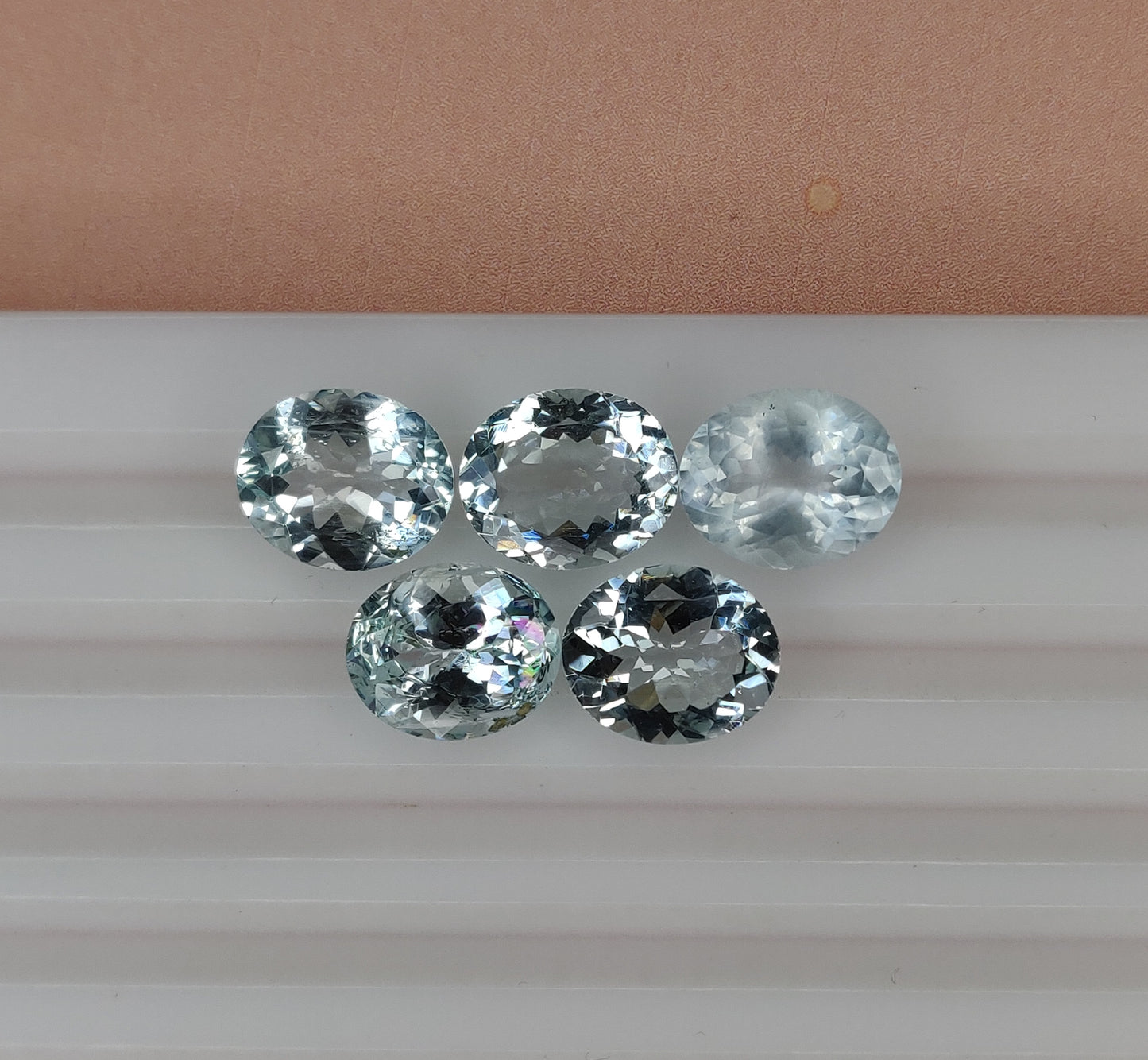 Faceted Cut 100% Natural Aquamarine Oval Shape 10x12mm Sky Blue Color 19.70 Carats 5-Piece Fine Quality Loose Gemstones for Jewelry Making