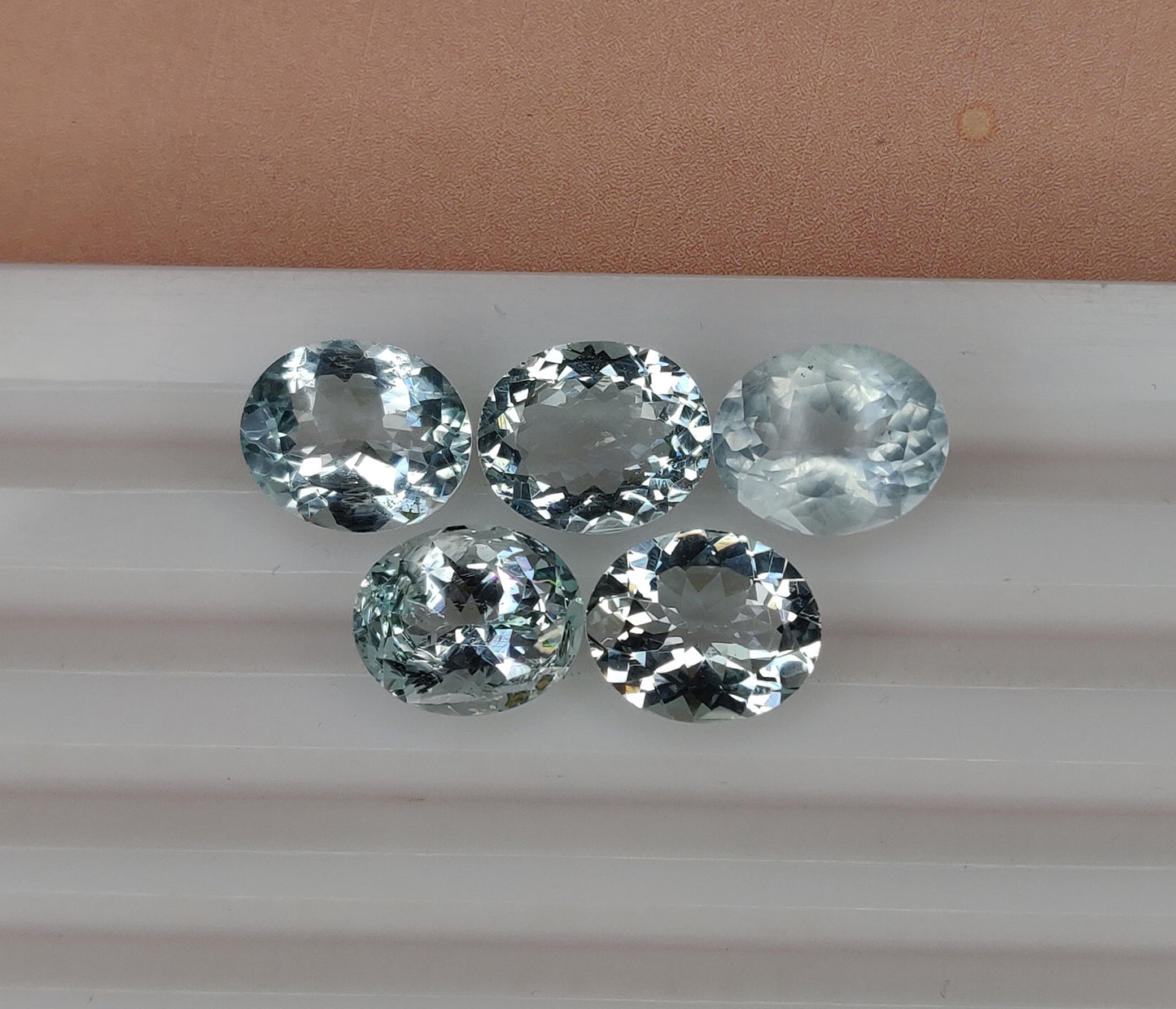 Faceted Cut 100% Natural Aquamarine Oval Shape 10x12mm Sky Blue Color 19.70 Carats 5-Piece Fine Quality Loose Gemstones for Jewelry Making