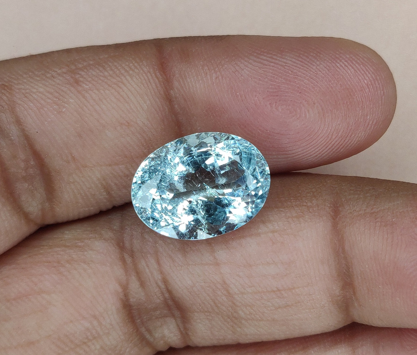 100% Natural Aquamarine Oval Shape 9.60 Carat 12X16mm Aqua Blue Color March Birthstone Fine Quality Loose Gemstone for Making Jewelry