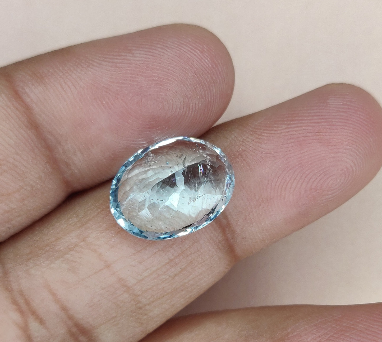 100% Natural Aquamarine Oval Shape 9.60 Carat 12X16mm Aqua Blue Color March Birthstone Fine Quality Loose Gemstone for Making Jewelry