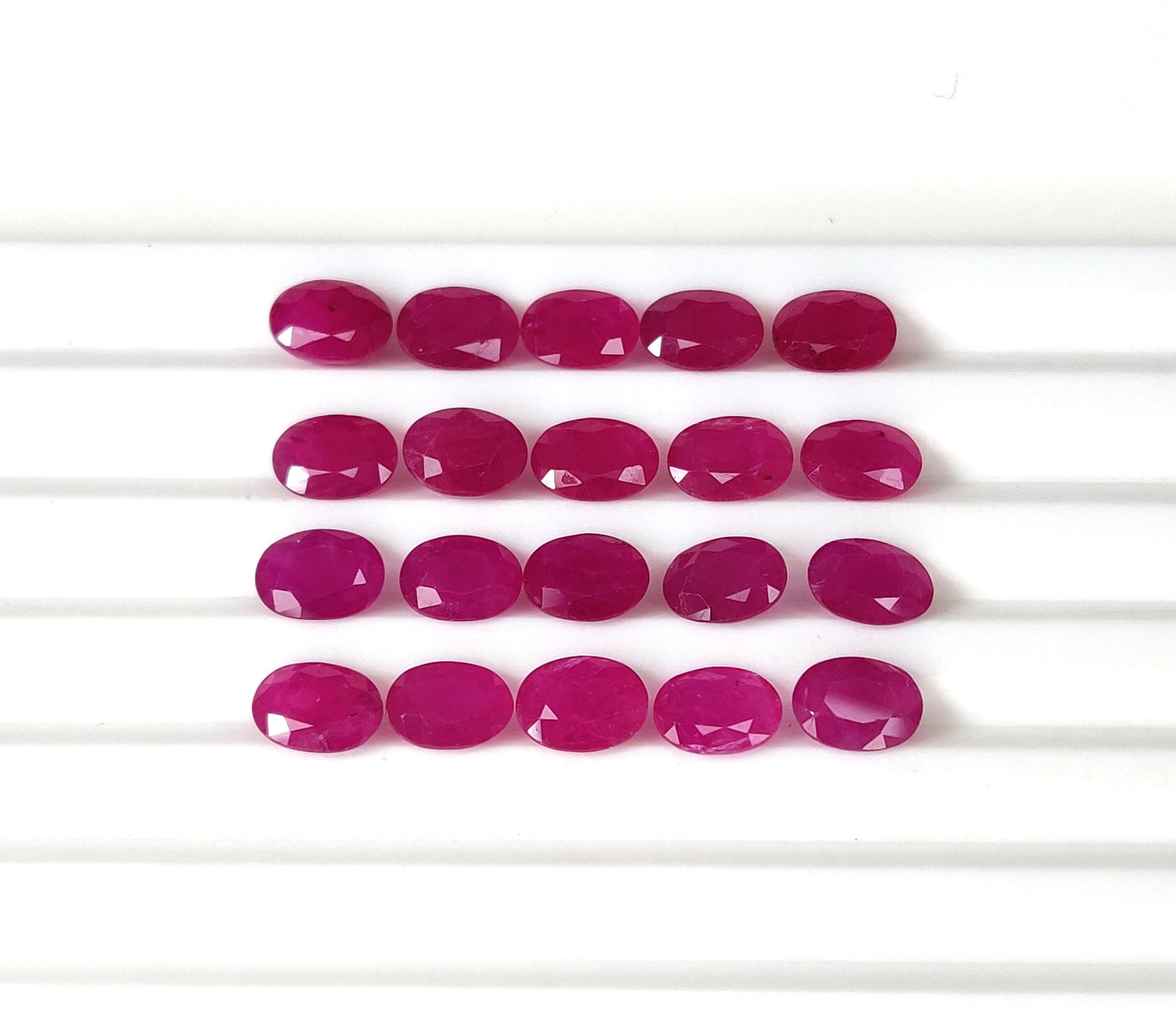 6x8MM Ruby Mozambique Heat Fine Quality 29.00 Carats Oval Cut Faceted 20 Pcs Lot Loose Gemstones for Necklace Jewelry Making