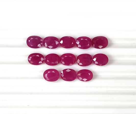 7x9mm Natural Mozambique Ruby Heated Fine Quality Oval Cut Pinkish Red Color Loose Gemstones for Making Necklace