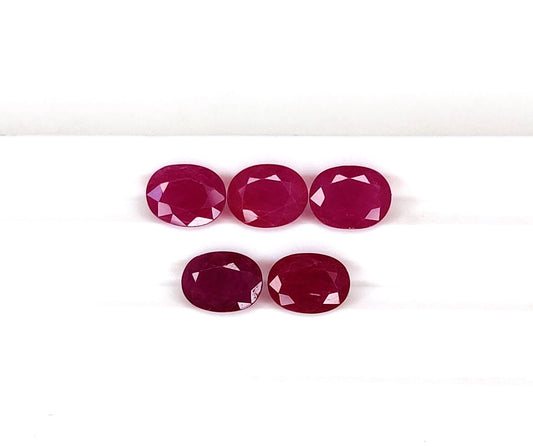 100% Natural Ruby Gemstones Fine Quality Oval-Cut 7x9 mm Pinkish Red Color July Birthstone for Making Jewelry