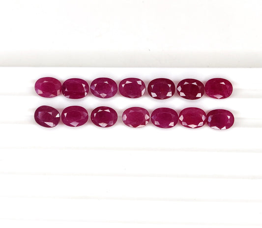 Natural Ruby Fine Quality Oval Cut 7x9 mm Pinkish Red Color Calibrated Loose Gemstones for Jewellery Making