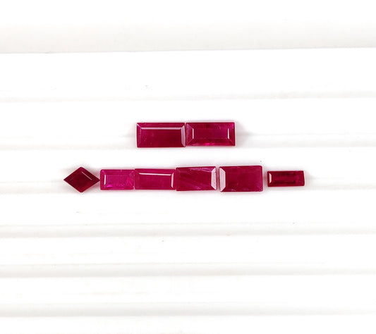 100% Natural Ruby Mozambique Heated Baguette Shape Loose Gemstones for Jewelry Making, July Birthstone for Necklace