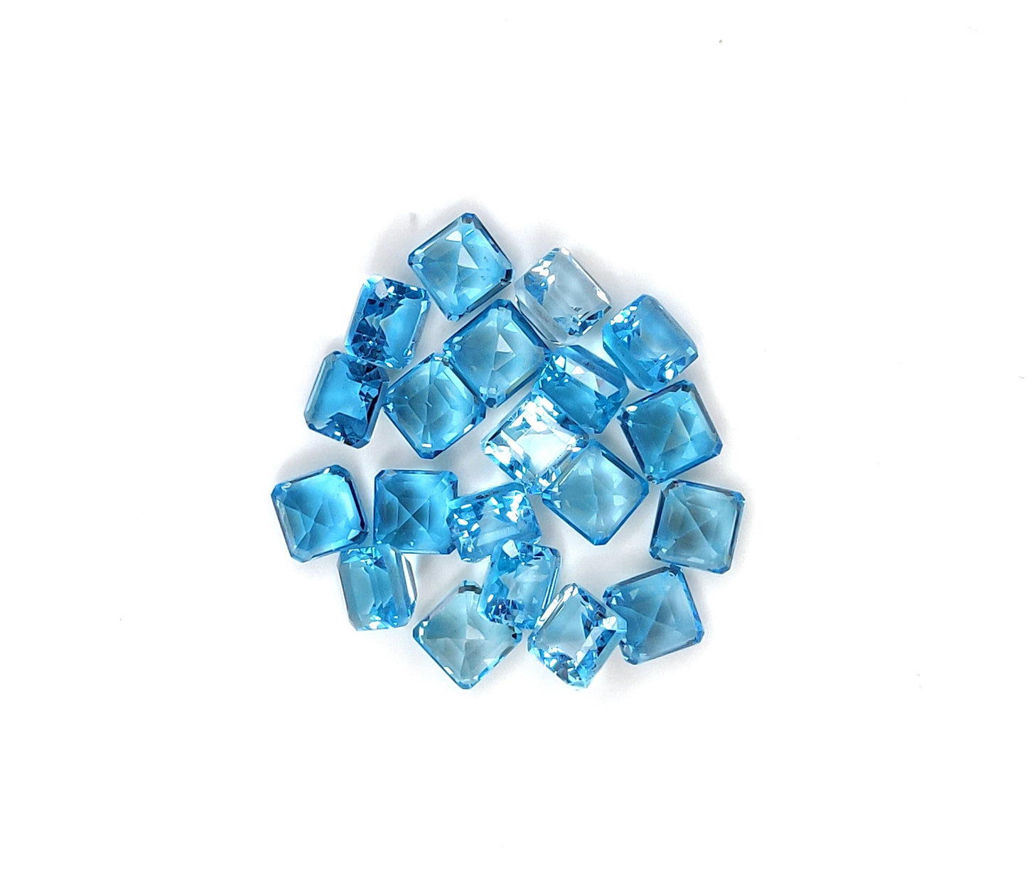 Natural Sky Blue Topaz Gemstone Brilliant Cut Square Cushion Shape Faceted Loose Stones for Jewelry Making